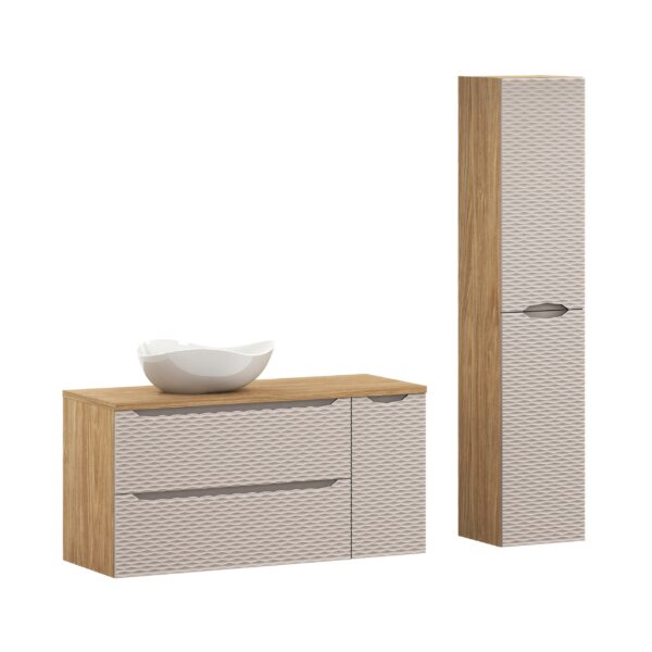 ..OCEAN BEIGE komplett fürdőszoba bútor szett 120 cm mosdópulttal és pultmosdóval