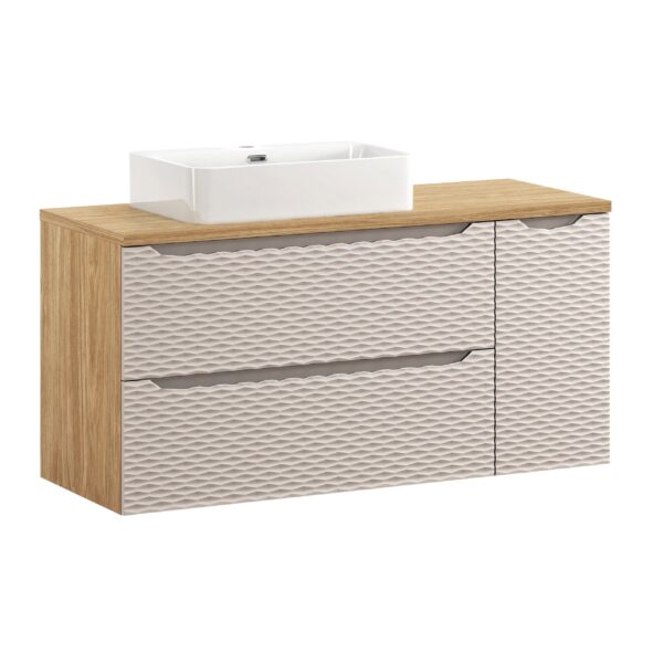 .OCEAN BEIGE komplett fürdőszoba bútor szett 120 cm mosdópulttal és pultmosdóval