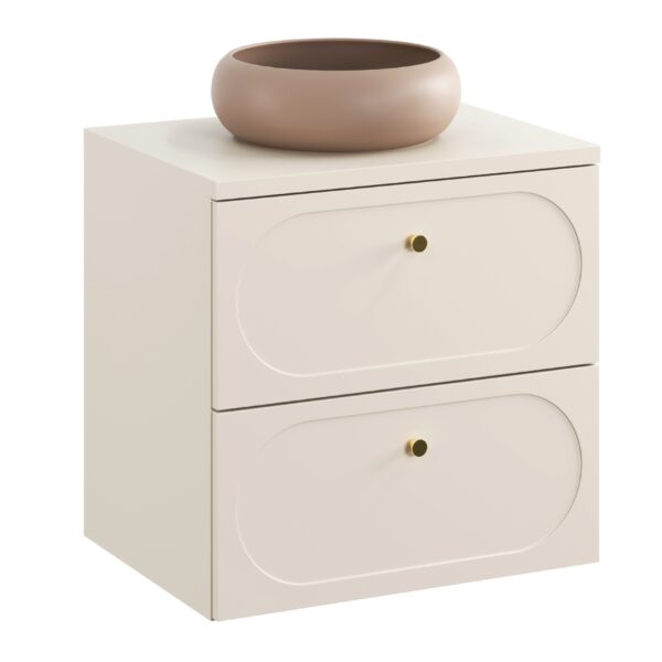 .DONNA SAND komplett fürdőszoba bútor szett 60 cm mosdóval, mosdópulttal és magas szekrénnyel