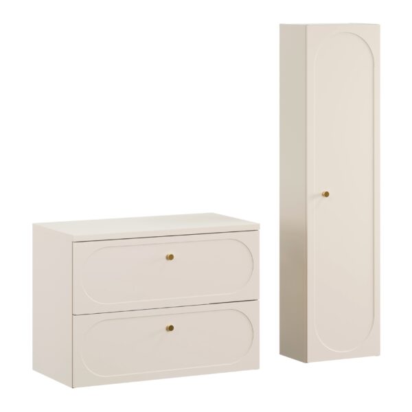 .DONNA SAND komplett fürdőszoba bútor szett 80 cm mosdóval és magas szekrénnyel