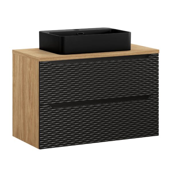 .OCEAN BLACK komplett fürdőszoba bútor szett 90 cm mosdópulttal és pultmosdóval