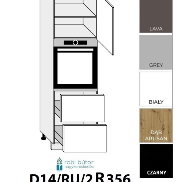 BRERRA MAGASFÉNYŰ 1-AJTÓS 2 FIÓKOS MIKRÓ-SÜTŐ BEÉP. SZEKR.60CM (D14RU2R284)_elemes konyhabútor_konyhabútor