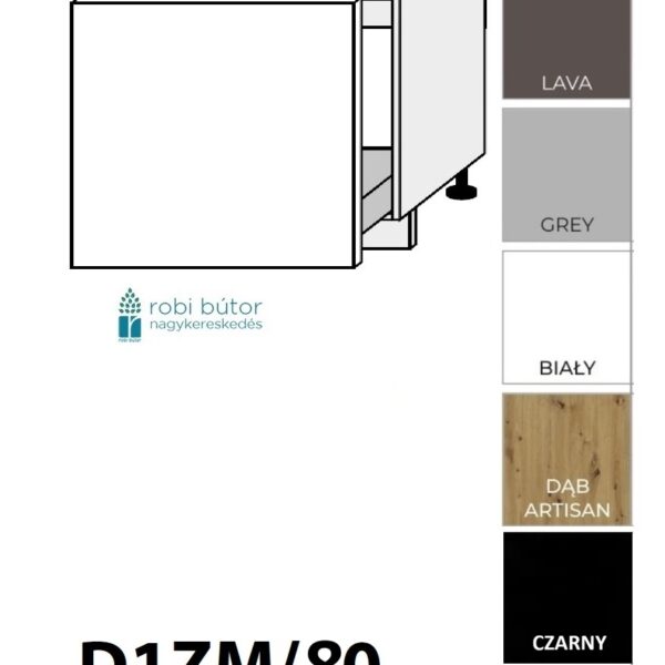 PRATO KONYHABÚTOR (D1ZM80) 1 FIÓKOS mosogatós szekrény 80 cm _elemes konyhabútor