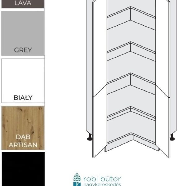 PRATO KONYHABÚTOR 4-AJTÓS KAMRA ELEM SAROK SZEKR.90CM (D24N207)_elemes konyhabútor
