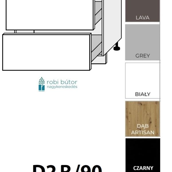 PRATO KONYHABÚTOR 2 FIÓKOS szekrény 90 cm  (D2R90)_elemes konyhabútor