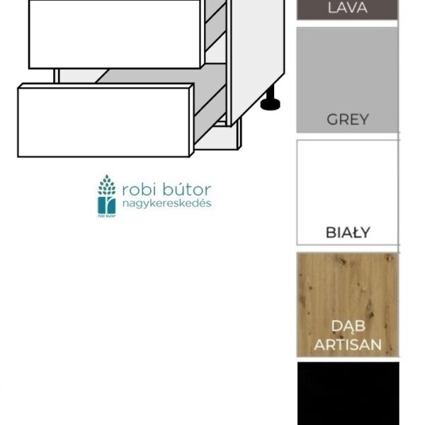 PRATO KONYHABÚTOR 3 FIÓKOS szekrény 60 cm  (D3R60)_elemes konyhabútor