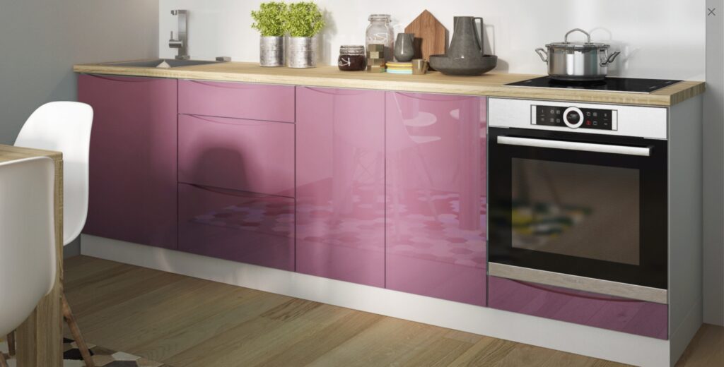 Napoli magasfényű elemes konyhabútor közeli 1 részlet modern konyhához