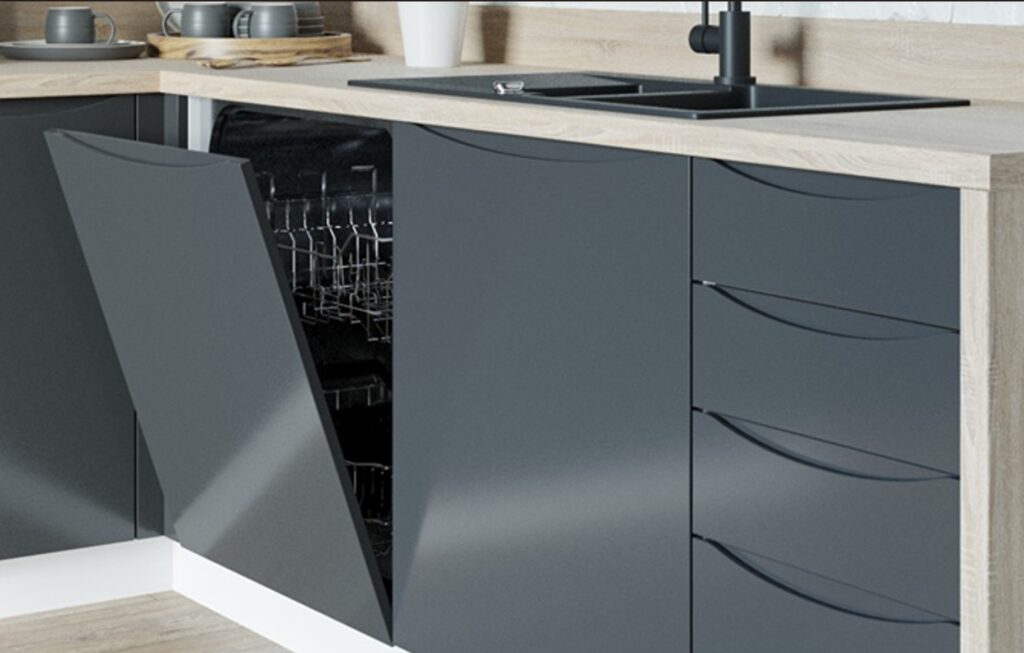 Napoli matt elemes konyhabútor közeli 3 részlet munkapult környezetben