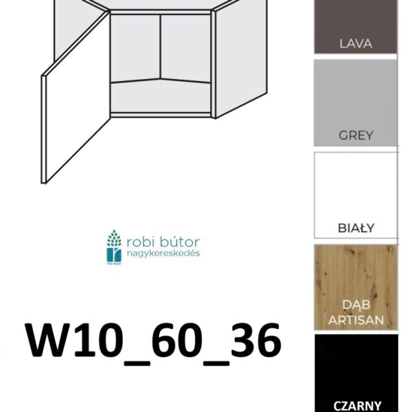 NAPOLI MAGASFÉNYŰ KONYHABÚTOR 1-ajtós FELSŐ sarokszekrény 60 cm (W10_60_36)_elemes konyhabútor