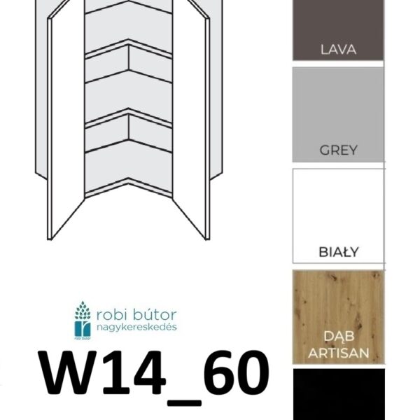 BRERRA MAGASFÉNYŰ 2-ajtós SAROK FELSŐ szekr. 60 cm (W14_60)_elemes konyhabútor_konyhabútor