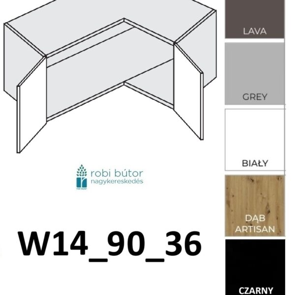 TIVOLI KONYHABÚTOR 2-ajtós FELSŐ sarokszekrény 90 cm (W14_90_36)_elemes konyhabútor_konyhabútor