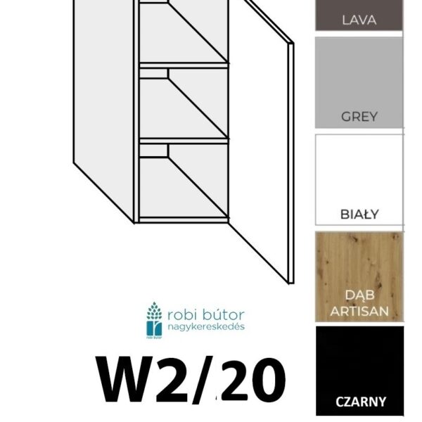 PRATO KONYHABÚTOR 1-ajtós FELSŐ szekrény 20 cm  (W2_20 )_elemes konyhabútor