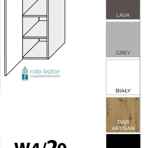TIVOLI KONYHABÚTOR 1-ajtós FELSŐ szekrény 20 cm  (W4_20 )_elemes konyhabútor_konyhabútor