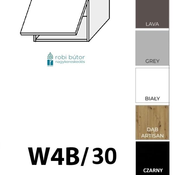 NAPOLI MAGASFÉNYŰ KONYHABÚTOR 1-ajtós FELSŐ szekrény 30 cm (W4B30)_elemes konyhabútor