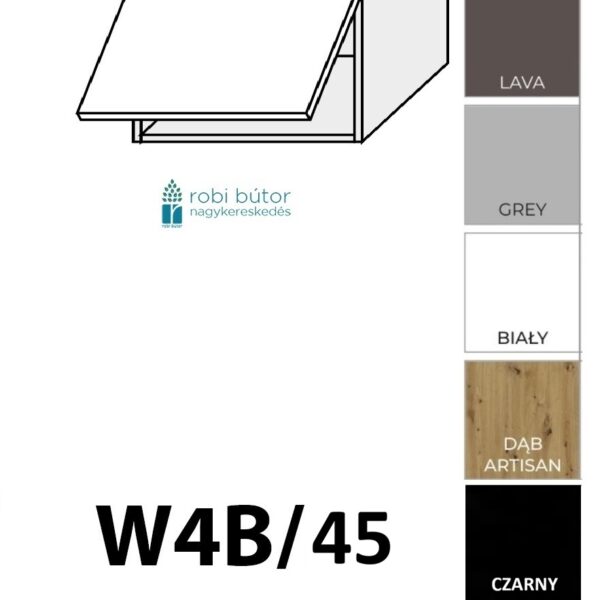 BRERRA MAGASFÉNYŰ 1-ajtós FELSŐ szekrény 45 cm (W4B45)_elemes konyhabútor_konyhabútor