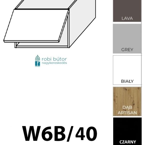 PRATO KONYHABÚTOR 1-ajtós FELSŐ szekrény 40cm (W6B40_HK_aventos)_elemes konyhabútor