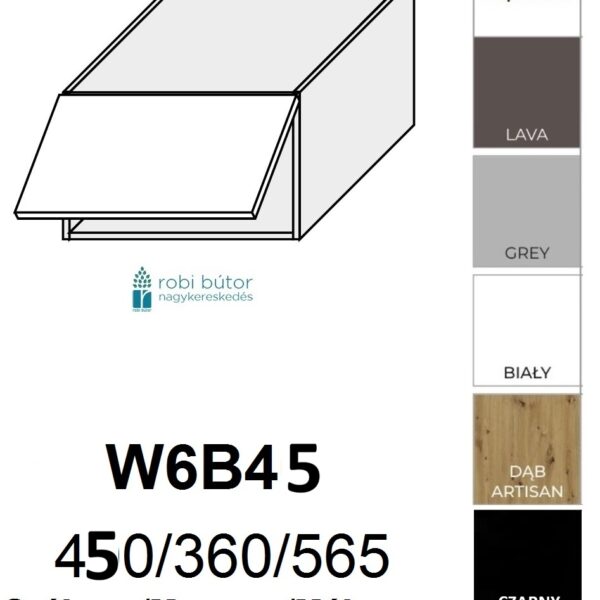 AMARO KONYHABÚTOR 1-ajtós FELSŐ szekrény 45cm (W6B45_HK_aventos)_elemes konyhabútor