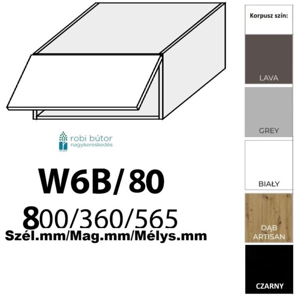 FLORENCE MAGASFÉNYŰ KONYHABÚTOR 1-ajtós FELSŐ szekrény 80cm (W6B80)_elemes konyhabútor