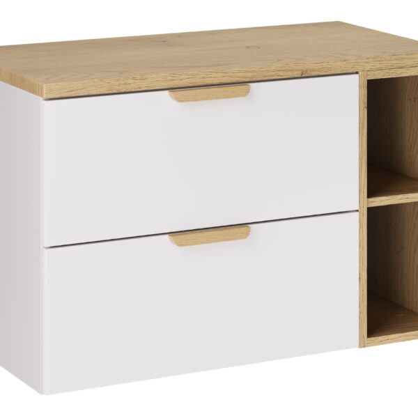 ASTER WHITE komplett fürdőszoba bútor szett 80 cm – pulttal + polcelemekkel (SET-ASW B CREMONA 80CM LR)