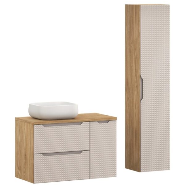 .LUXOR BEIGE komplett fürdőszoba bútor szett 90 cm – tál mosdóval SET-LXB B 90CM S UN NIKA WH HC1D