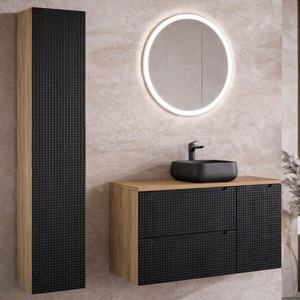 .LUXOR BLACK komplett fürdőszoba bútor szett 90 cm – tál mosdóval