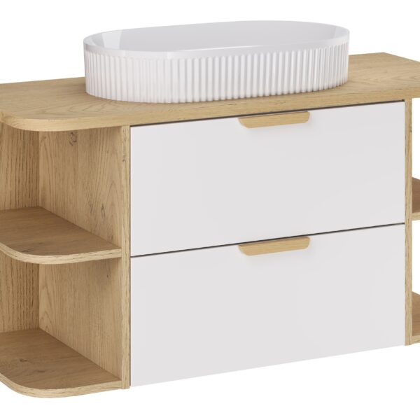 ASTER WHITE komplett fürdőszoba bútor szett 100 cm – pulttal + mosdóval + polcelemekkel (SET-ASW B CREMONA 100CM LRSM UN BEYOND)