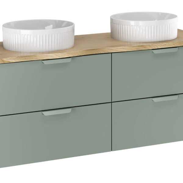 ASTER GREEN Fürdőszoba bútor szett 120cm pulttal és 2 db pultra ültethető Beyond mosdótállal – SET-ASG B NAT CREMONA 120CM UN BEYOND