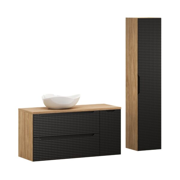 .LUXOR BLACK fürdőszoba bútor szett 120 cm – OCEAN pultlappal, CLOUD pultmosdó (fehér) ( SET-LXBL B 120CM D UN CLOUD HC1D LC )