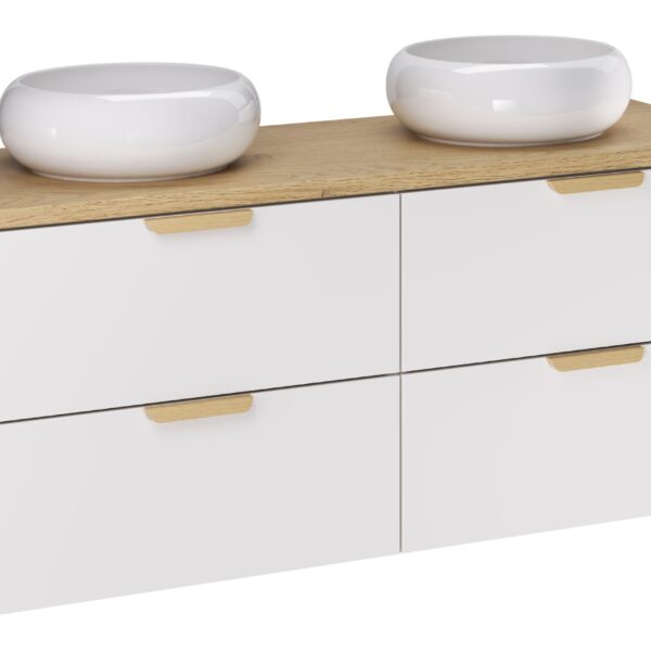 ASTER WHITE komplett fürdőszoba bútor szett 120 cm – pulttal + mosdóval (SET-ASW B CREMONA 120CM UN WIKI)