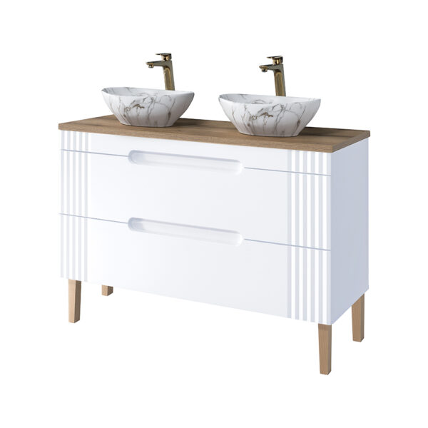 FIJI WHITE fürdőszoba bútor szett 120 cm – 2 db tálmosdóval (SET-FW B 120CM UN.PATI-MW3)