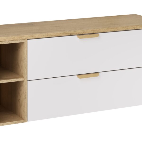 ASTER WHITE komplett fürdőszoba bútor szett 120 cm – pulttal + polcelemekkel (SET-ASW B CREMONA 120CM LR)