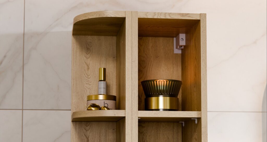 Aster Green elemes fürdőszoba bútor nyitott polc (dekor) részlet