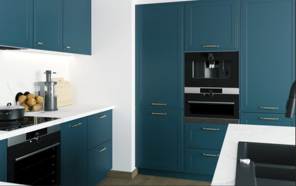 DIAMANTE elemes konyhabútor 1-ajtós FELSŐ szekrény 50cm (W6B50_HK_aventos)_elemes konyhabútor Elemes konyhabútor magas beépítés – DIAMANTE matt festett frontos konyha beépített sütővel és kávégéppel