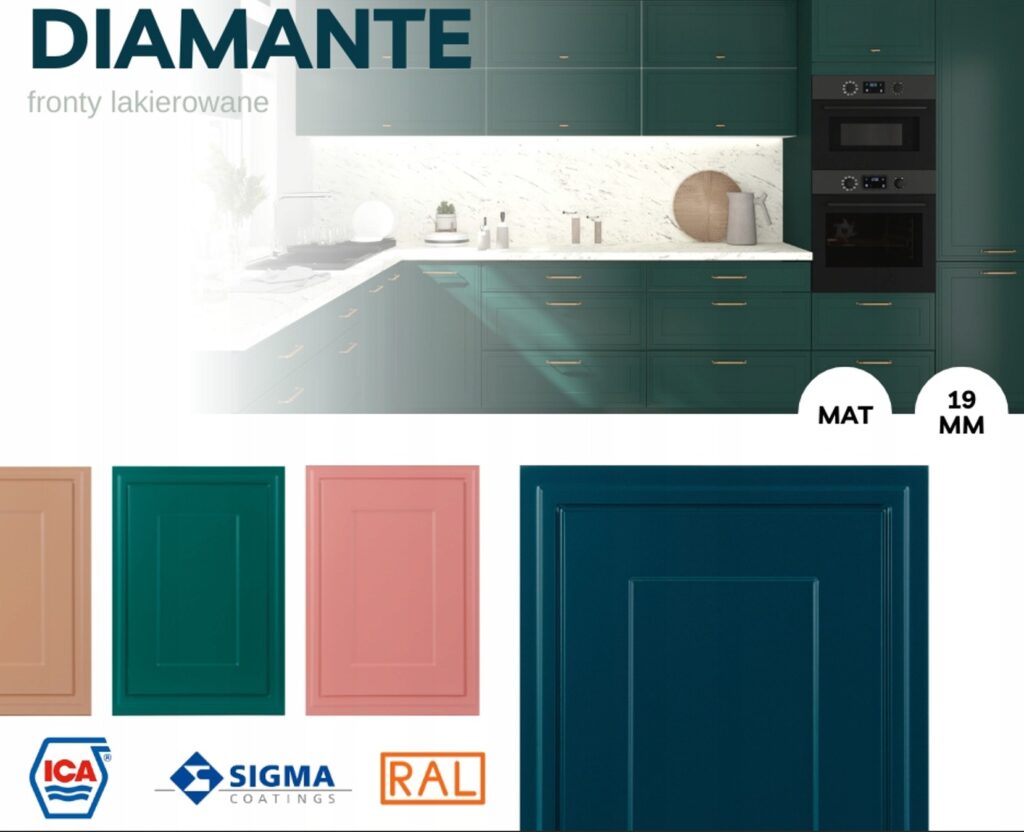 DIAMANTE elemes konyhabútor 1-ajtós FELSŐ szekrény 50cm (W6B50_HK_aventos)_elemes konyhabútor DIAMANTE festett frontos konyhabútor frontminta – matt lakkozás, 19 mm, RAL/ICA színválaszték