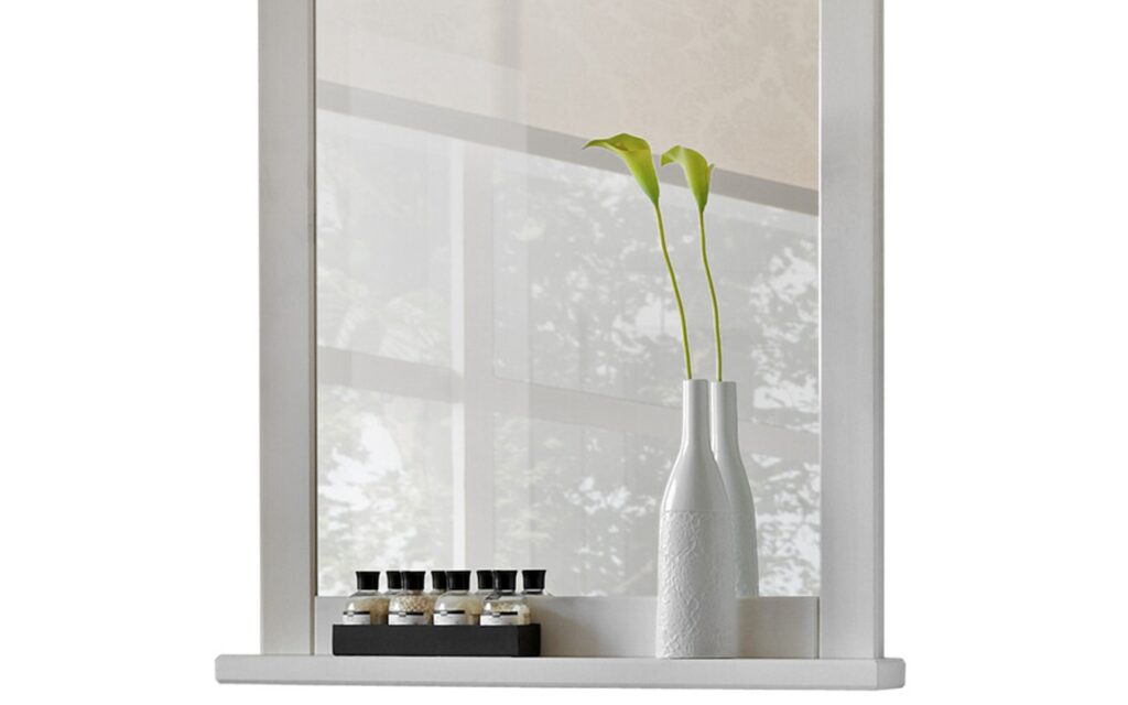 Fürdőszoba fali tükör modern 73×80 cm – RETRO 840 FSC Fürdőszoba fali tükör polccal – minimalista, világos kivitel