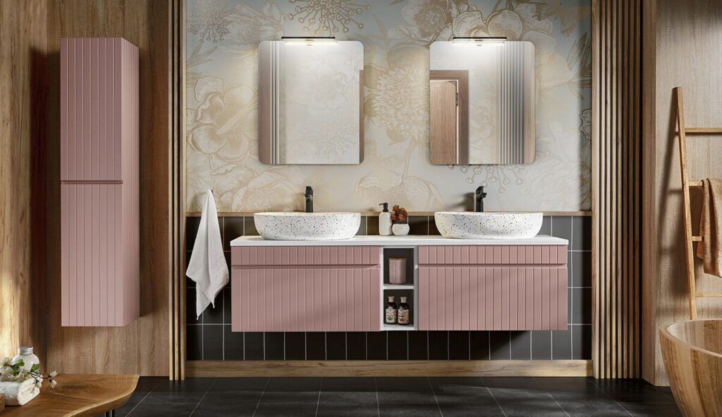 ICONIC ROSE dupla mosdós elemes fürdőszoba bútor szett – két tálmosdóval