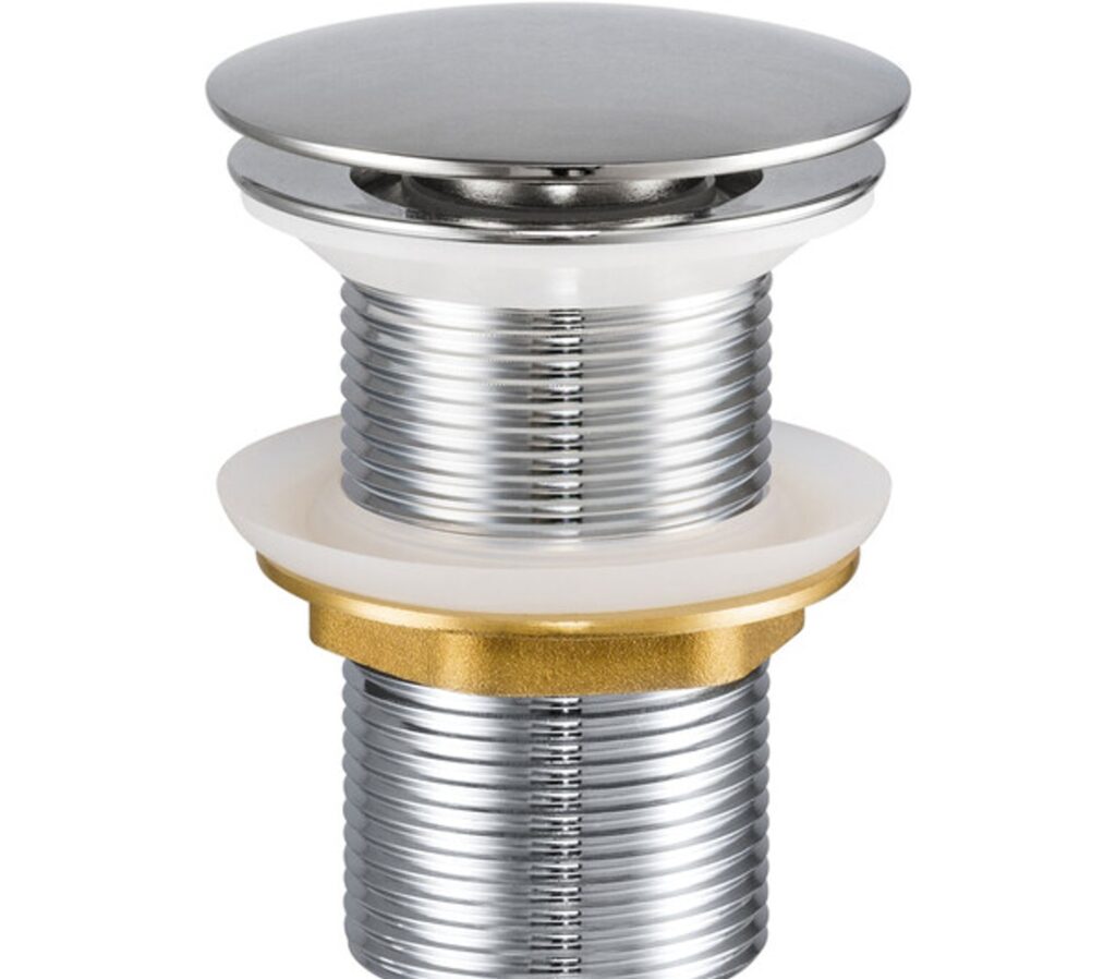Mosdó lefolyó dugó CLICK-CLACK T201MFG-3 Króm click-clack mosdó lefolyó dugó kerek fedlappal és menetes testtel