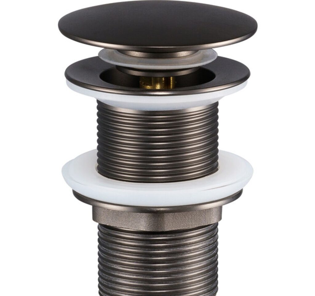 Mosdó lefolyó dugó CLICK-CLACK T201MFG-3 Sötét grafit click-clack mosdó lefolyó dugó nyitott állapotban