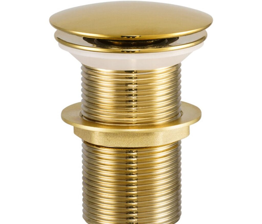 Mosdó lefolyó dugó CLICK-CLACK T201MFG-3 Arany színű pop up lefolyó dugó mosdóhoz, kerek fedlappal