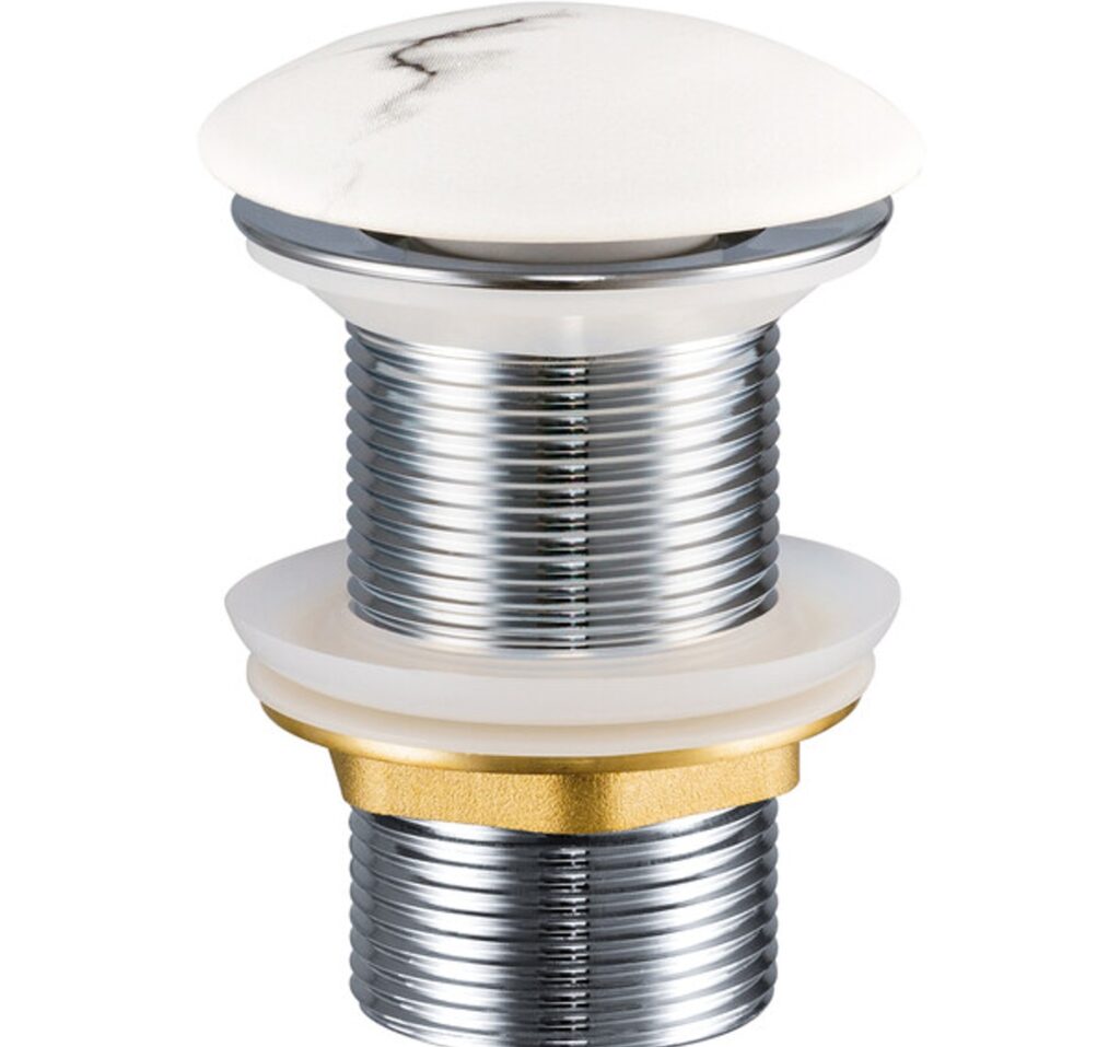 Mosdó lefolyó dugó CLICK-CLACK T201MFG-3 Márvány mintás kerámia fedlapos mosdó lefolyó dugó króm testtel