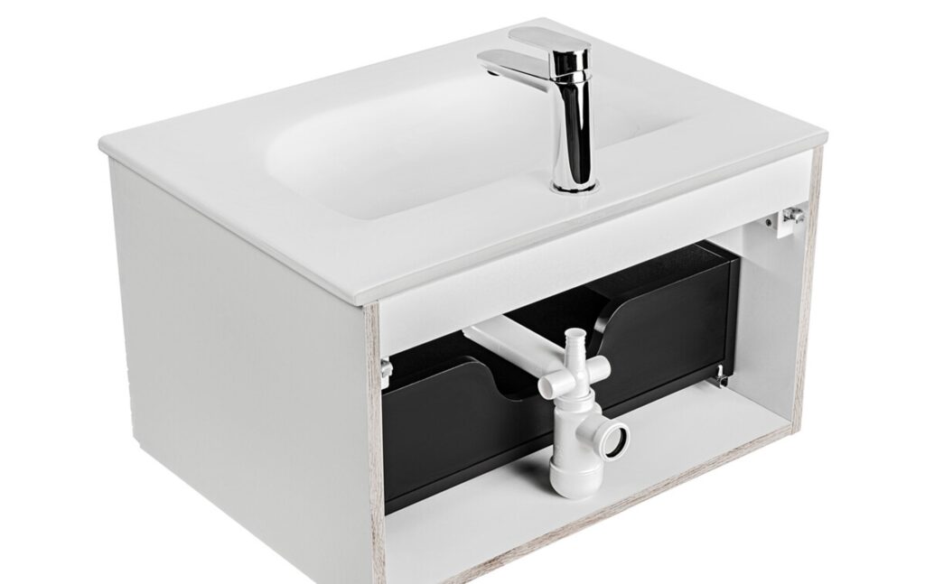 Mosdó szifon szaniter SYFON PRELOC 400 BLACK Mosdó és bútor alatti lefolyórendszer, beépített szifon fiókos kialakításhoz