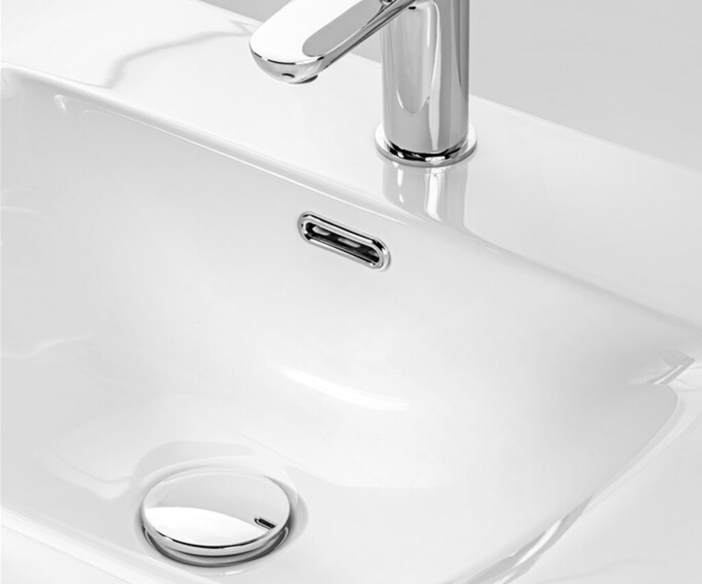 Mosdó szifon szaniter SYFON PRELOC 400 BLACK Click-clack lefolyógomb mosdón, króm felület modern fürdőszobában