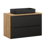 LUXOR BLACK fürdőszoba bútor szett 90 cm – OCEAN pultlappal, SLIM pultmosdó 60 (fekete) ( SET-LXBL B 90CM S UN SLIM BL )