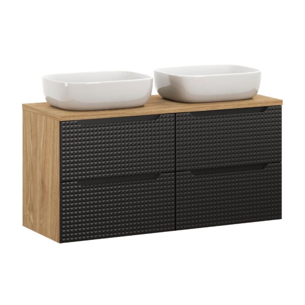 LUXOR BLACK fürdőszoba bútor szett 120 cm – OCEAN pultlappal, SMILE pultmosdó 50 (fehér) ( SET-LXBL B 120CM S UN SMILE 50 )