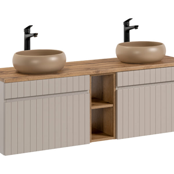 ICONIC CASHMERE komplett fürdőszoba bútor szett 140 cm – 2 db WIKI tál mosdóval SET - ICC B 140 CM WIKI-MC  81-01 COAST EVOKE OAK