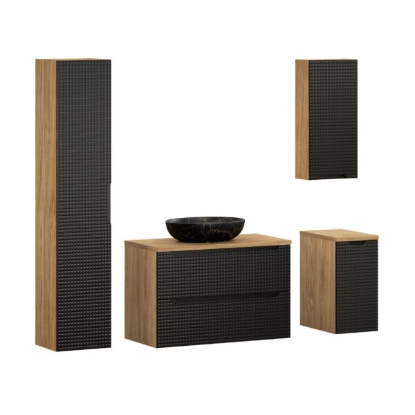 .LUXOR BLACK fürdőszoba bútor szett 90 cm – OCEAN pultlappal, MONA pultmosdó (fekete-arany) ( SET-LXBL B 90CM S UN MONA HC1D )