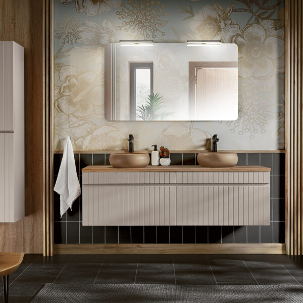 ICONIC CASHMERE komplett fürdőszoba bútor szett 160 cm – 2 db WIKI tál mosdóval SET - ICC B 160 CM WIKI-MC 5