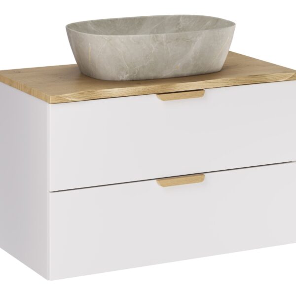 ASTER WHITE komplett fürdőszoba bútor szett 80 cm – pulttal + mosdóval (SET-ASW B NAT CREMONA 80CM UN ANNA)