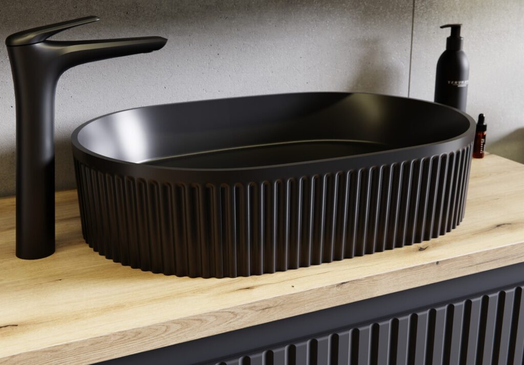 Mosdó csaptelep – NIAGARA UM 03 BLACK 86001B Magas matt fekete fürdőszoba csaptelep ovális tálmosdóhoz