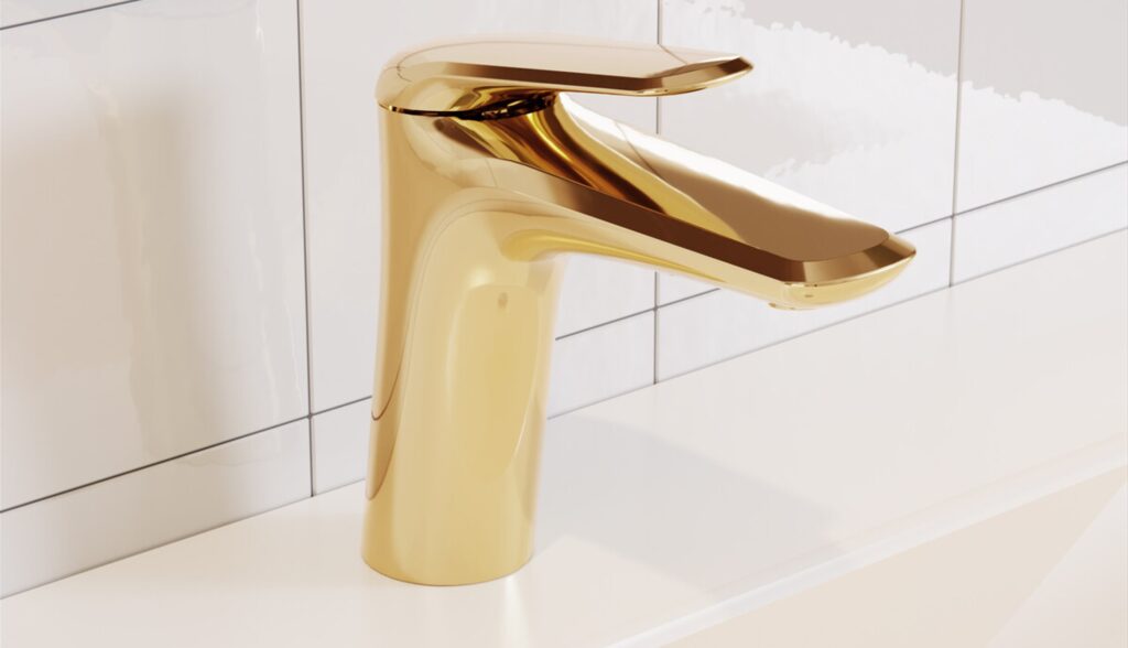 Mosdó csaptelep – NIAGARA UM 03 BLACK 86001B Arany csaptelep közeli – prémium modern csaptelep